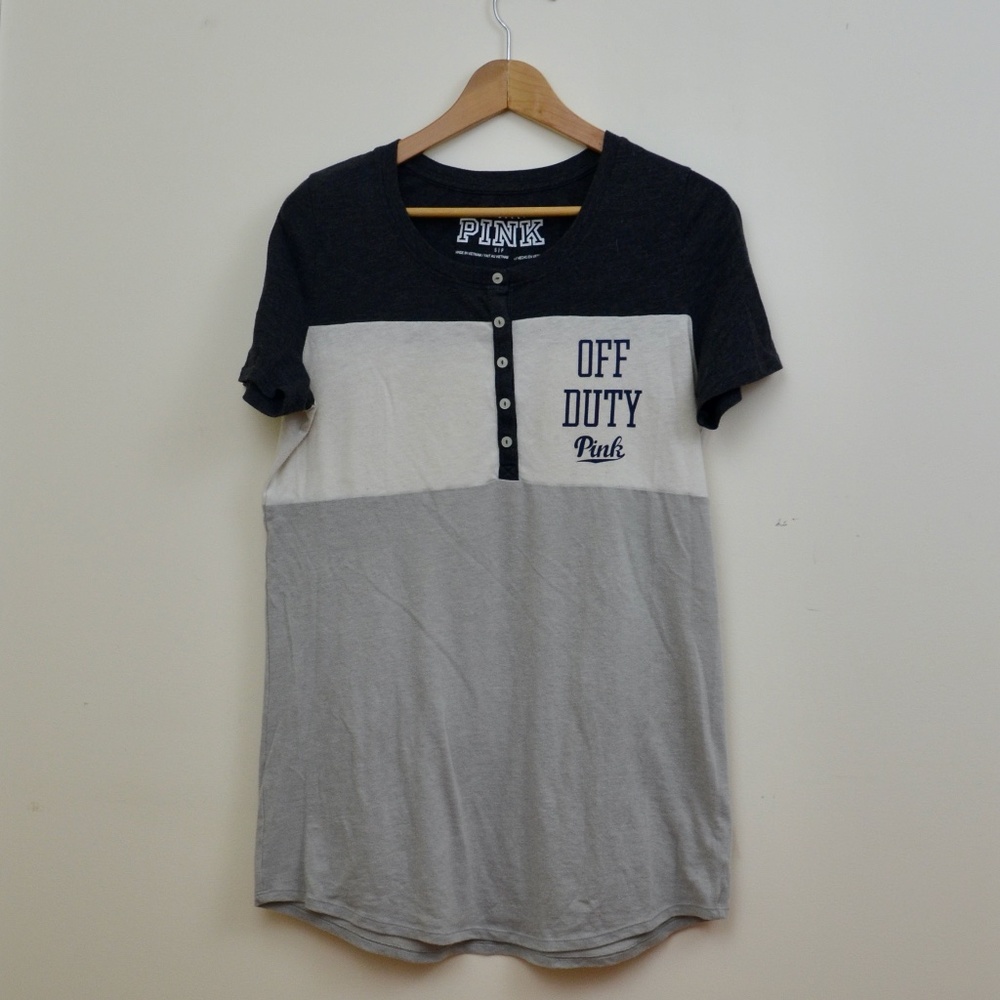 Grey, White, and Blue PINK Long Sleepshirt